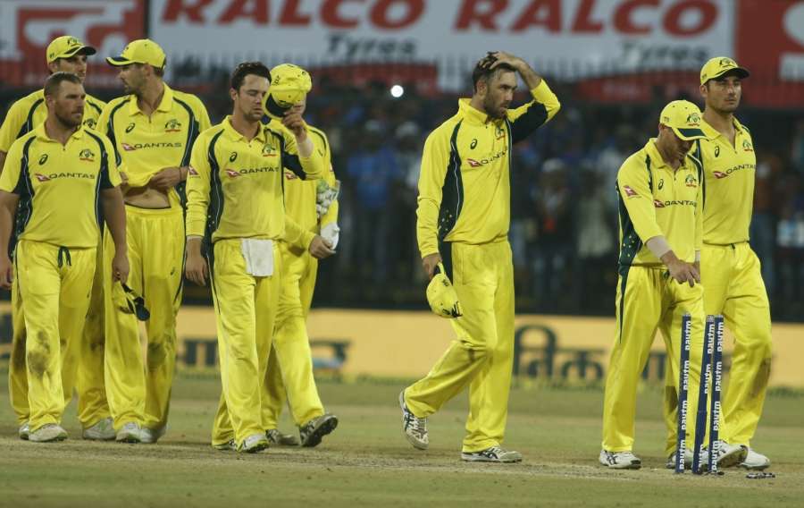Indore: Australian cricketers during the third ODI cricket match between India and Australia at Holkar Cricket Stadium in Indore on Sept 24, 2017. (Photo: Surjeet Yadav/IANS) by .