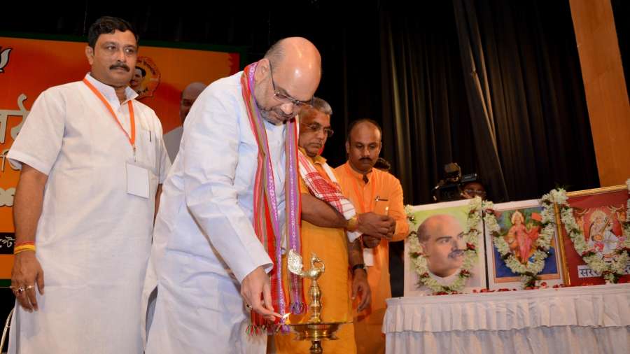 Kolkata: BJP Chief Amit Shah during special convention in Kolkata on Sep 11, 2017.â (Photo: IANS)â by .