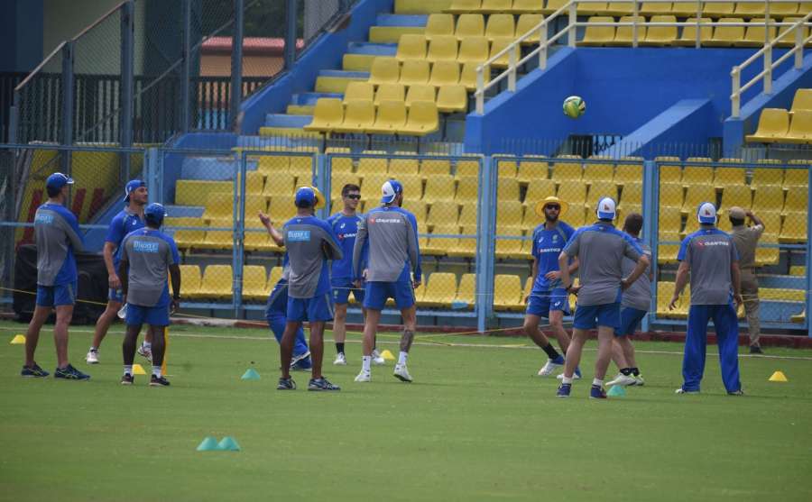 Guwahati: Australian players in action during a practice session ahead of the second T20 match against India in Guwahati on Oct 9, 2017. (Photo: IANS) by .
