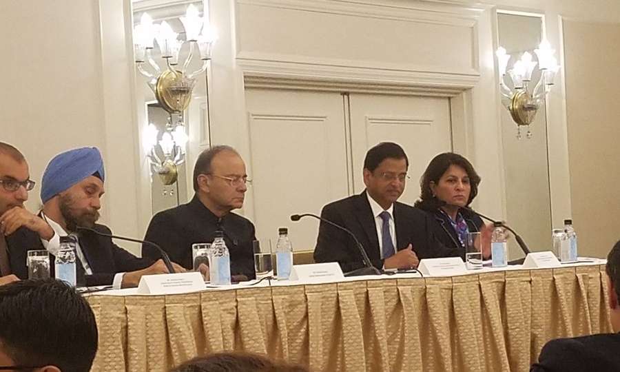 New York: Union Finance Minister Arun Jaitley at an investors roundtable jointly organised by the Confederation of Indian Industry and the US-India Business Council in New York on Oct 10, 2017. (Photo: Twitter/@ IndiainNewYork) by .