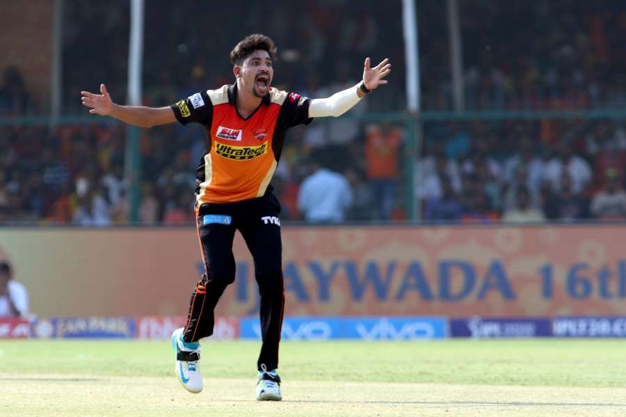 Kanpur: Mohammed Siraj of Sunrisers Hyderabad appeals for a wicket during an IPL 2017 match between Gujarat Lions and Sunrisers Hyderabad at Green Park in Kanpur on May 13, 2017. (Photo: Surjeet Yadav/IANS) by .