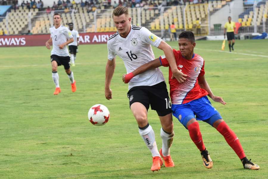 Fatorda: Players in action during a FIFA U-17 World Cup Group C match between Costa Rica and Germany in Fatorda, Goa on Oct 7, 2017. (Photo: IANS) by .