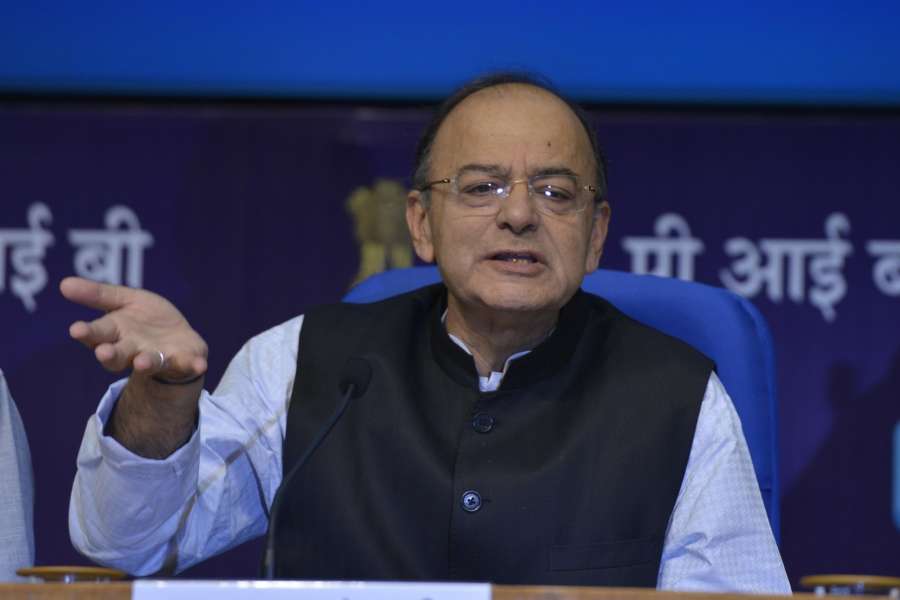 New Delhi: Union Finance Minister Arun Jaitley addresses a press conference in New Delhi, on Oct 24, 2017. (Photo: IANS) by .