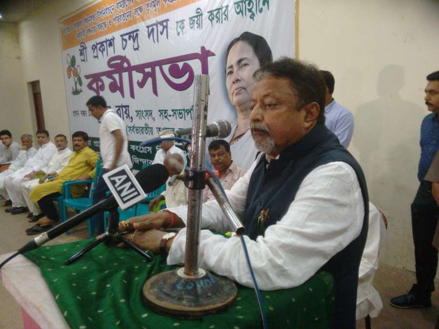 Barjala: Trinamool Congress leader Mukul Roy addresses during a party rally in Barjala constituency of West Tripura on Oct 23, 2016. (Photo: IANS) by .