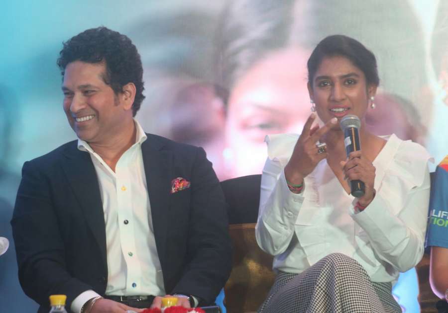 New Delhi: Cricket legend Sachin Tendulkar and Indian women cricketer Mithali Raj during a panel discussion on International Day of the Girl Child in New Delhi on Oct 11, 2017. (Photo: IANS) by .