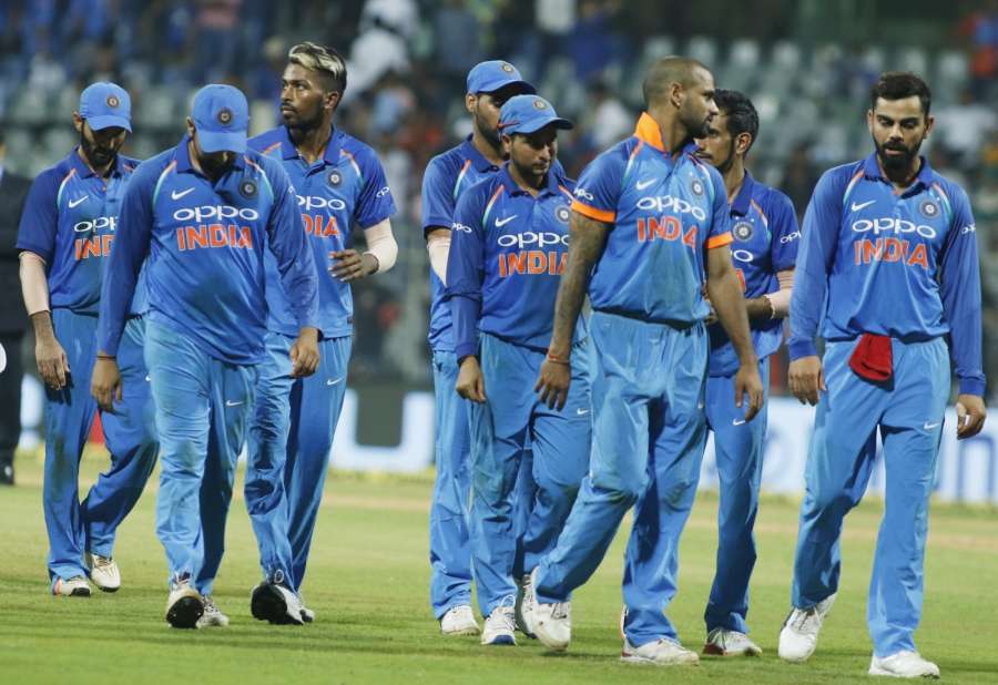 Mumbai: Team India after the 1st ODI match between India and New Zealand at Wankhede Stadium in Mumbai on Oct 22, 2017. New Zealand won by six wickets with six balls remaining. (Photo: Surjeet Yadav/IANS) by .