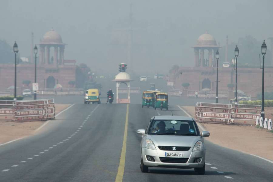 New Delhi: Smog reduces visibility in New Delhi a day after Diwali on Oct 20, 2017. (Photo: IANS) by .