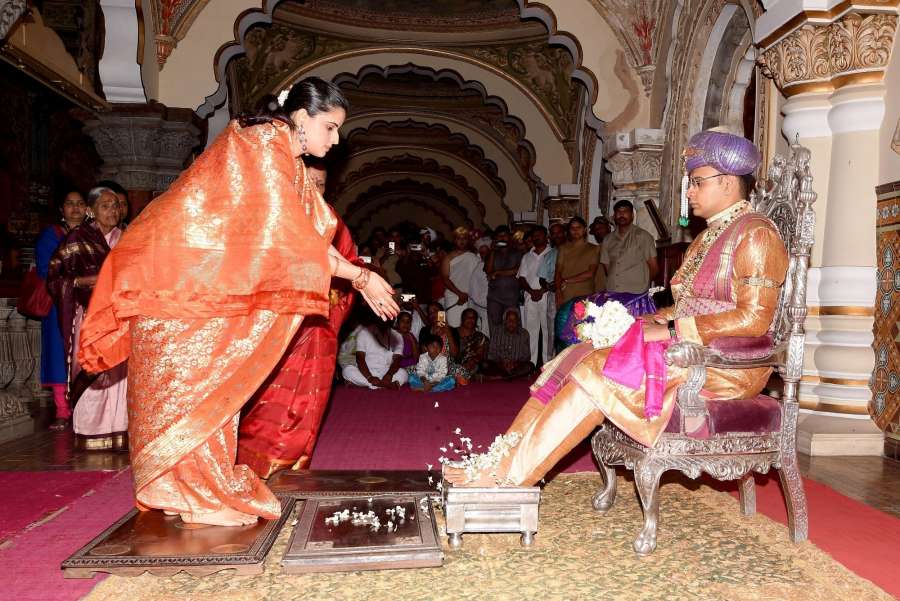 Mysuru: Titular Maharaja of Mysore Yaduveer Krishnadatta Chamaraja Wadiyar during the inauguration of Dussehra festivities in Mysuru, Karnataka on Sept 21, 2017. (Photo: IANS) by .