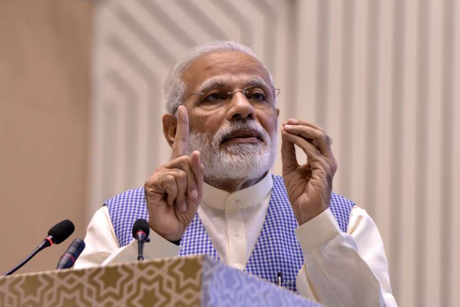 New Delhi: Prime Minister Narendra Modi addresses at the Golden Jubilee Year celebrations of Institute of Company Secretaries of India in New Delhi, on Oct 4, 2017. (Photo: IANS) by .