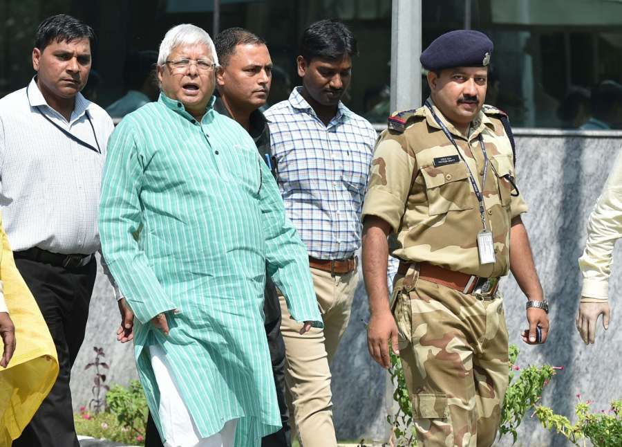 New Delhi: RJD chief Lalu Yadav arrives at CBI headquarters in New Delhi, on Oct 5, 2017. (Photo: IANS) by .