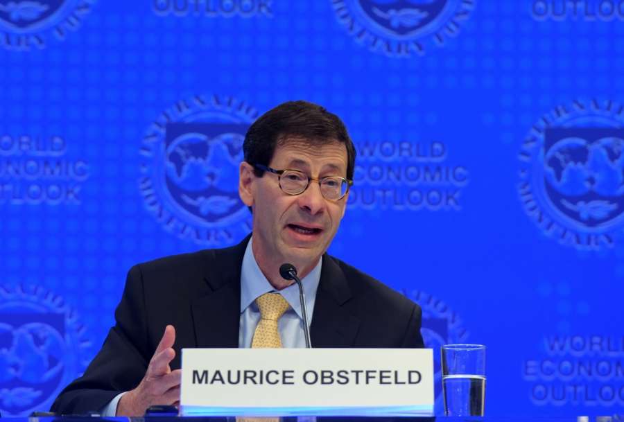 WASHINGTON, Oct. 10, 2017 (Xinhua) --Maurice Obstfeld, chief economist at the International Monetary Fund (IMF), attends a press briefing at the IMF headquarters in Washington D.C., the United States, on Oct. 10, 2017. The IMF on Tuesday raised its global growth forecast for 2017 and 2018 due to a broad-based recovery in Europe, China, Japan and the United States. (Xinhua/Yin Bogu/IANS) by .