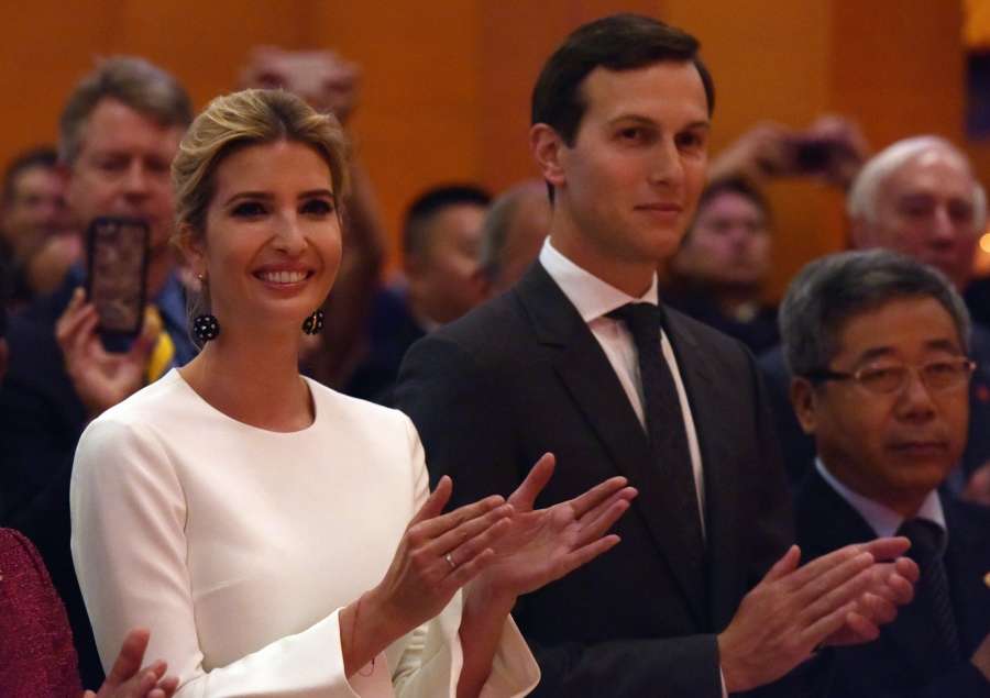 WASHINGTON D.C., Sept. 28, 2017 (Xinhua) -- Ivanka Trump (L) and her husband Jared Kushner, White House senior adviser, attend the National Day reception held by the Chinese Embassy in Washington D.C. Sept. 27, 2017. (Xinhua/Yin Bogu/IANS) by . 