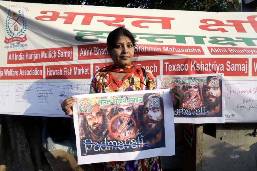 Kolkata: Members of Bharat Kshatriya Samaj stage a protest against filmmaker Sanjay Leela Bhansali's film "Padmavati" in Kolkata on Nov 22, 2017. (Photo: IANS) by .