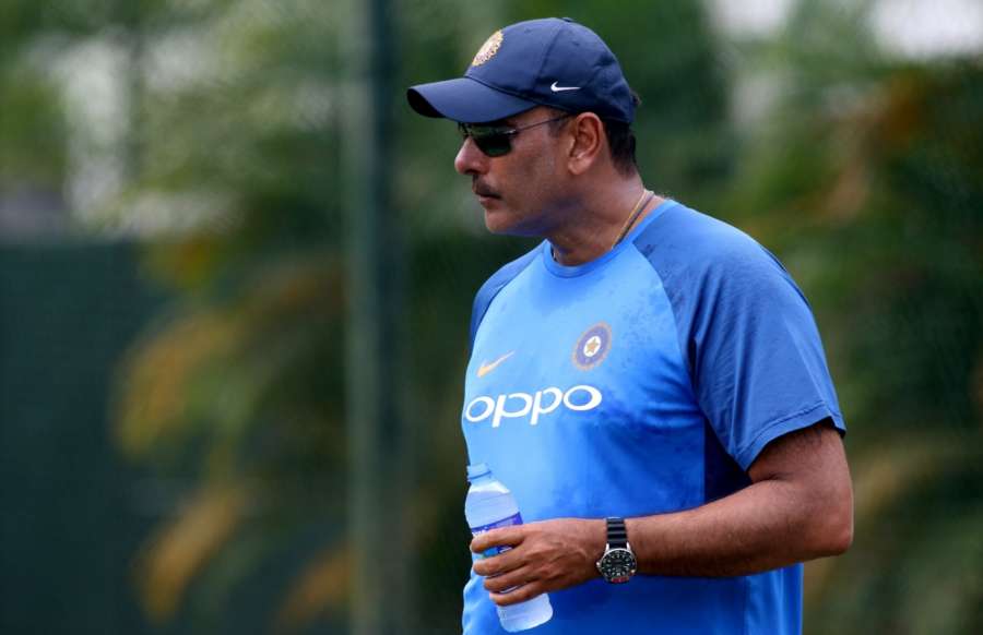 Colombo: Indian cricket team head coach Ravi Shastri during a practice session at the Sinhalease Sports Club (SSC) Ground in Colombo. (Photo: Surjeet Yadav/IANS) by .