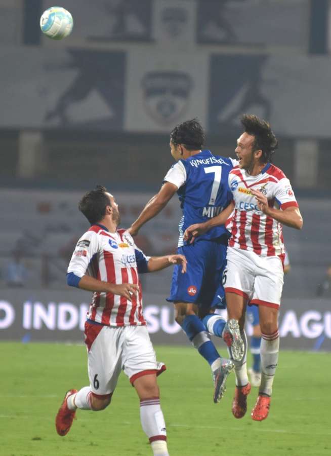 Bengaluru: Players in action during an ISL match between Bengaluru FC and ATK at Sree Kanteerava Stadium in Bengaluru. (Photo: IANS) by .