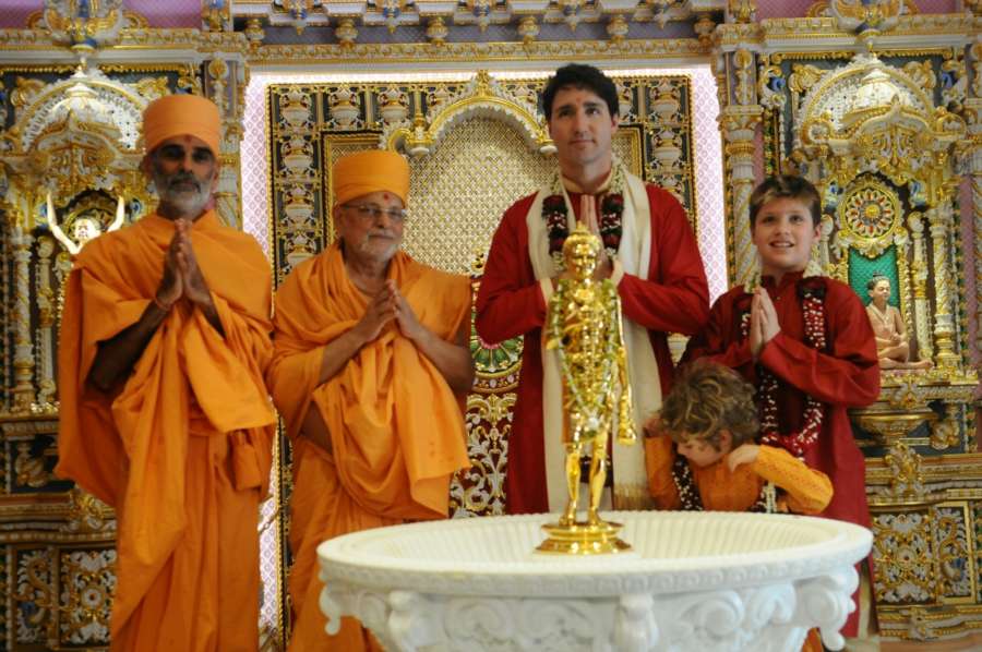 Gandhinagar: Candian Prime Minister Justin Trudeau during his visit to the Akshardham Temple in âGandhinagar on Feb 19, 2018. (Photo: IANS/MEA) by . 