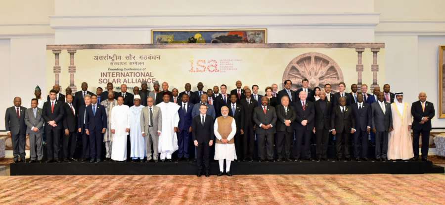 New Delhi: Prime Minister Narendra Modi and other world leaders at the Founding Conference of International Solar Alliance (ISA) at Rashtrapati Bhavan in New Delhi on March 11, 2018. (Photo: IANS/PIB) by . 