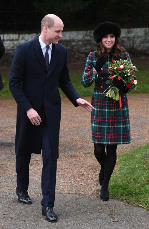 SANDRINGHAM (BRITAIN), Dec. 26, 2017 (Xinhua) -- Prince William, the Duke of Cambridge, and his wife Catherine, the Duchess of Cambridge attend Christmas Day Church service at Church of St Mary Magdalene in Sandringham, Britain, on Dec. 25, 2017. (Xinhua/IANS) by . 