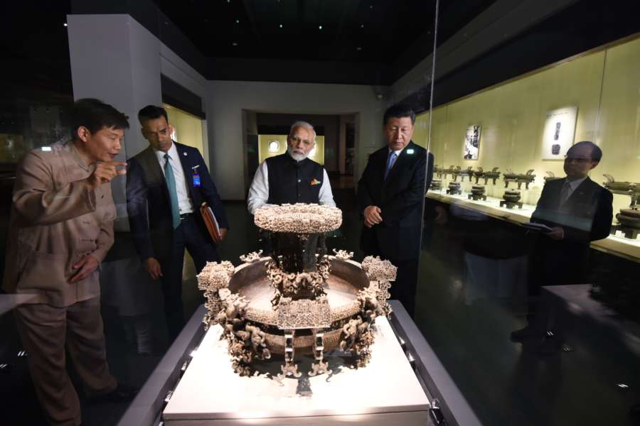 Wuhan: Prime Minister Narendra Modi and Chinese President Xi Jinping visit Hubei Museum in Wuhan on April 27, 2018. (Photo: IANS/MEA) by . 