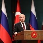 ANKARA, April 3, 2018 (Xinhua) -- Russian President Vladimir Putin attends a joint press conference with Turkish President Recep Tayyip Erdogan (not in the picture) following their meeting in Ankara, Turkey, April 3, 2018. Vladimir Putin said Tuesday that Russia and Turkey agreed to bring forward the delivery of the S-400 missile defense systems to Turkey. (Xinhua/Mustafa Kaya/IANS) by .