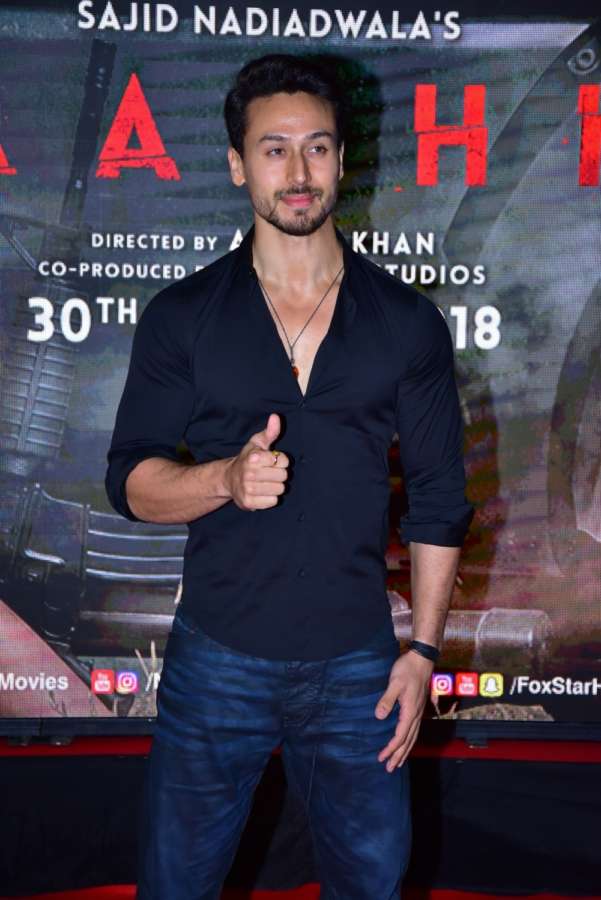 Mumbai: Actor Tiger Shroff during the special screening of film "Baaghi 2" on March 29, 2018. (Photo: IANS) by . 