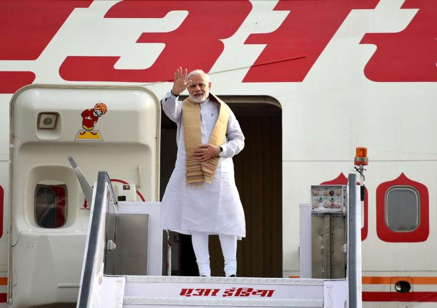 New Delhi: Prime Minister Narendra Modi emplanes for visit to Sweden and UK from New Delhi on April 16, 2018. (Photo: IANS/PIB) by . 