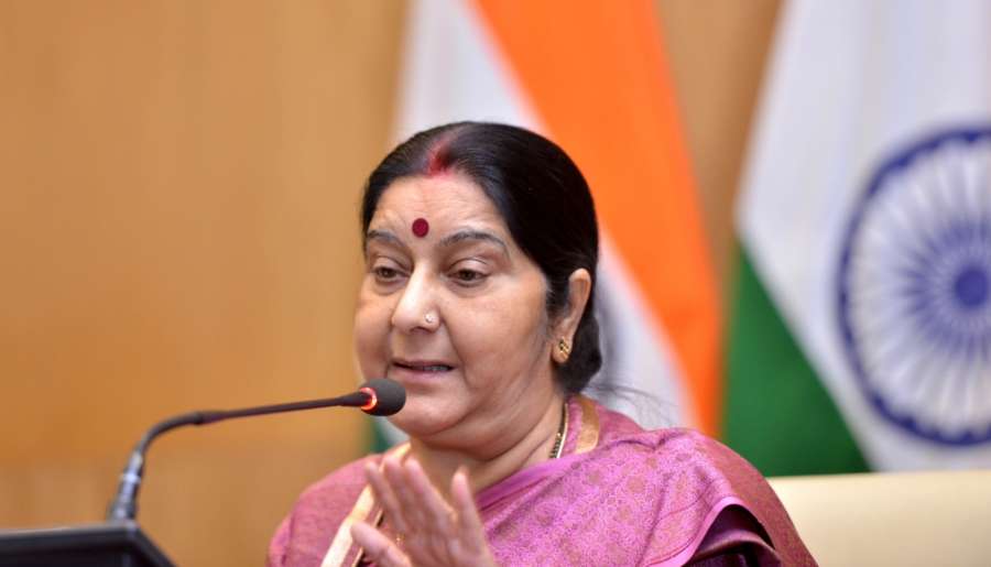 New Delhi: External Affairs Minister Sushma Swaraj addresses a press conference in New Delhi on March 20, 2018. (Photo: IANS) by . 