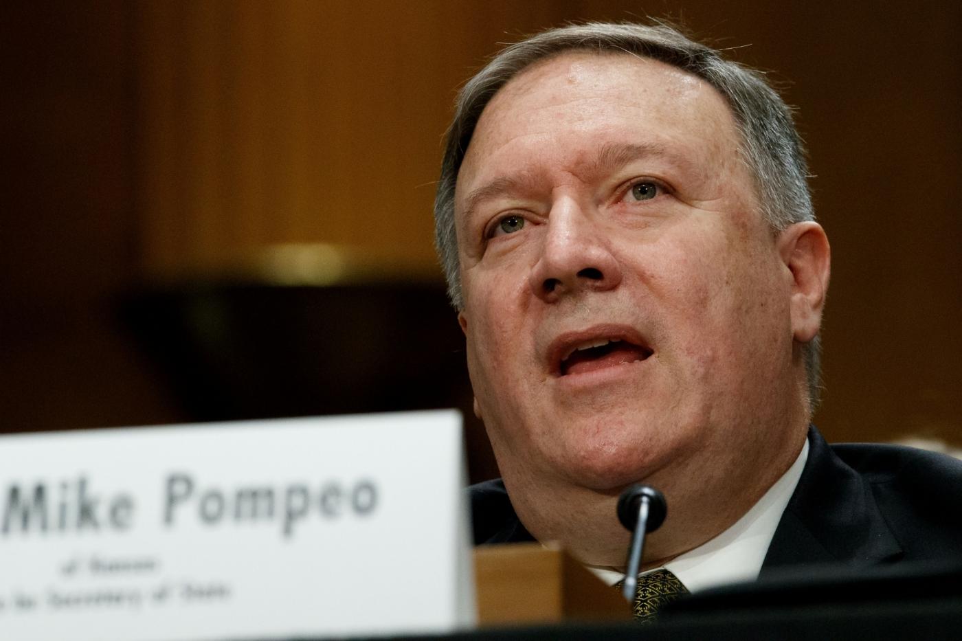 WASHINGTON, April 26, 2018 (Xinhua) -- File photo taken on April 12, 2018 shows that Mike Pompeo testifies before the Senate Foreign Relations Committee for his nomination to become the secretary of state on the Capitol Hill in Washington D.C., the United States. The U.S. Senate on April 26 narrowly confirmed Mike Pompeo as the new secretary of state to replace Rex Tillerson. (Xinhua/Ting Shen/IANS) by . 