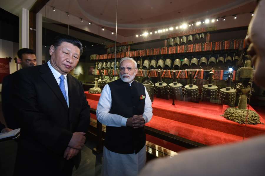 Wuhan: Prime Minister Narendra Modi and Chinese President Xi Jinping visit Hubei Museum in Wuhan on April 27, 2018. (Photo: IANS/MEA) by . 