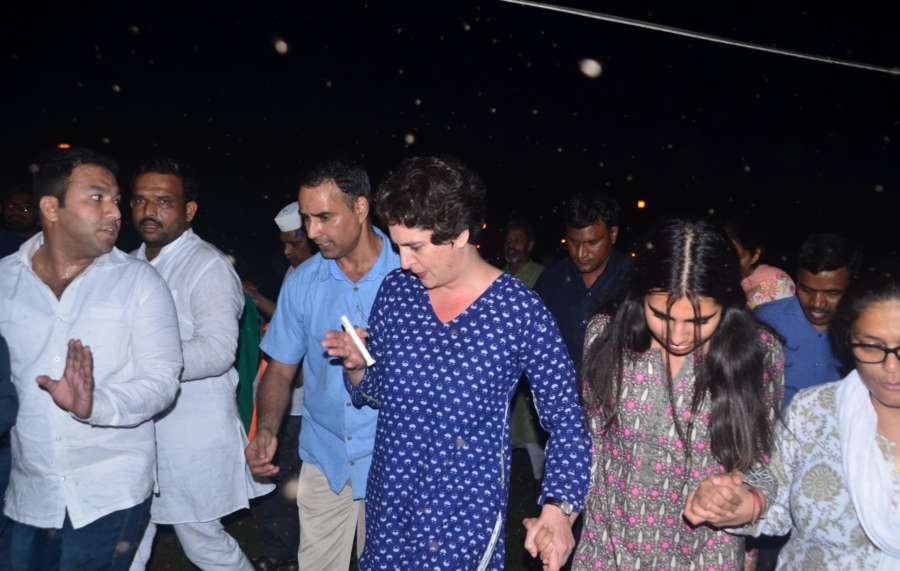New Delhi: Congress President Rahul Gandhi's sister Priyanka Gandhi Vadra participates in a candlelight vigil called by Rahul to protest against incidents of rape in Unnao (Uttar Pradesh) and Kathua (Jammu and Kashmir) at India Gate in New Delhi on April 12, 2018. (Photo: Bidesh Manna/IANS) by . 
