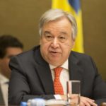 GENEVA, April 3, 2018 (Xinhua) -- UN Secretary-General Antonio Guterres delivers a speech during the High-Level Pledging Event for the Humanitarian Crisis in Yemen at Palais des Nations in Geneva, Switzerland, April 3, 2018. UN Secretary-General Antonio Guterres applauded Tuesday international pledges of more than 2 billion U.S. dollars in 2018 for the three-year-old crisis in Yemen. (Xinhua/Xu Jinquan/IANS) by . 