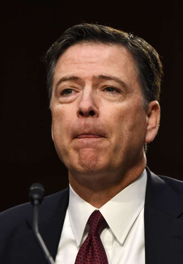 WASHINGTON, June 8, 2017 (Xinhua) -- Former Director of Federal Bureau of Investigations James Comey attends a Senate Intelligence Committee hearing on Capitol Hill, in Washington D.C., the United States, on June 8, 2017. James Comey said Thursday during a Senate hearing that Trump in his words did not order the FBI to drop the investigation on former National Security Advisor Michael Flynn. Comey testified that even though Trump's words were not "an order", he nevertheless "took it as a direction." (Xinhua/Yin Bogu/IANS) by . 