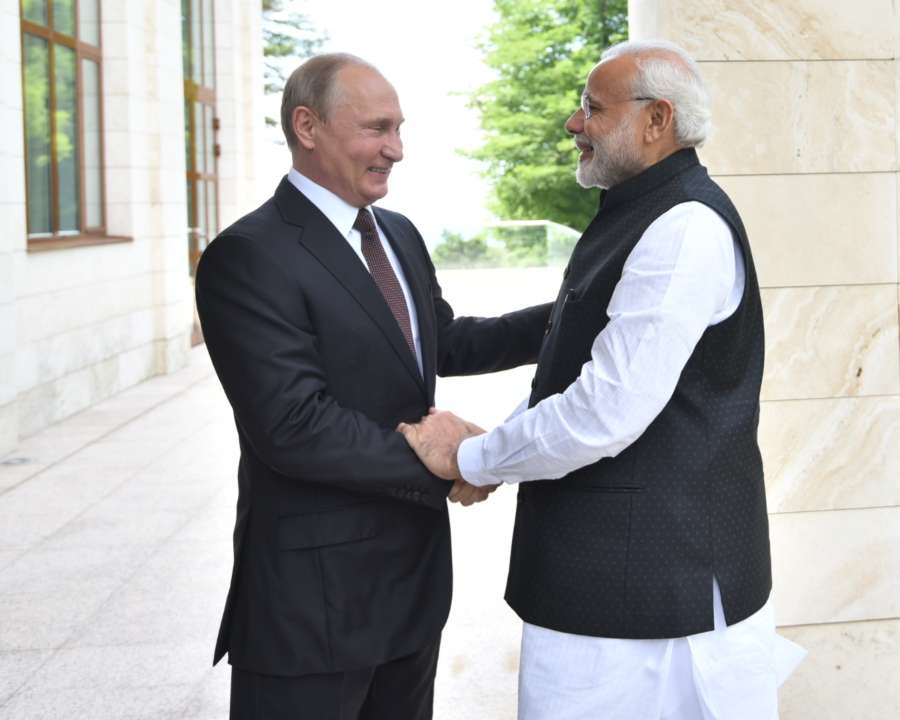 Sochi: Prime Minister Narendra Modi meets Russian President Vladimir Putin in Sochi, Russia on May 21, 2018. (Photo: IANS/MEA) by .