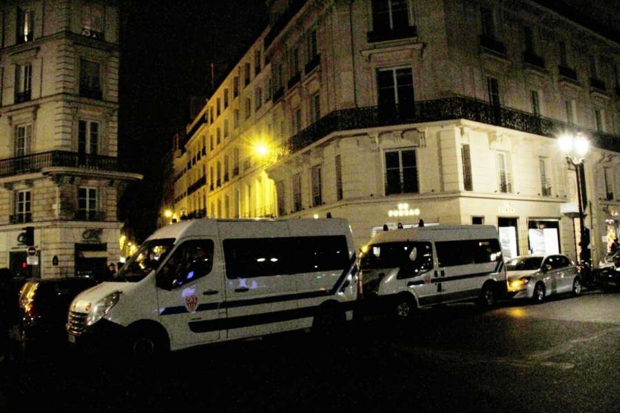 PARIS, May 12, 2018 (Xinhua) -- Police officers cordon off the site where a knife attack happened in Paris, France, May 12, 2018. A man randomly attacked bystanders with a knife on Saturday night in central Paris, Paris prefecture confirmed. At least one person was killed and several others injured, with two seriously wounded. The knife attacker, not identified yet, was shot dead by police. (Xinhua/Han Bing/IANS) by .