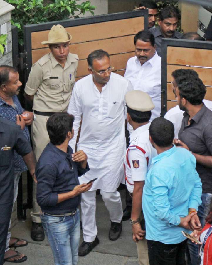 Bengaluru: Congress' Dinesh Gundu Rao comes out of JD(S) supremo H.D. Deve Gowda's residence in Bengaluru, on May 15, 2018. Major drama unfolded as the counting of votes progressed in Karnataka on Tuesday with the BJP, for most part of the day, seeming set to return to power until the Congress sprung a surprise by announcing its support to the Janata Dal-Secular (JD-S) and paving the way for the party with the smallest number of seats to form the government. (Photo: IANS) by . 