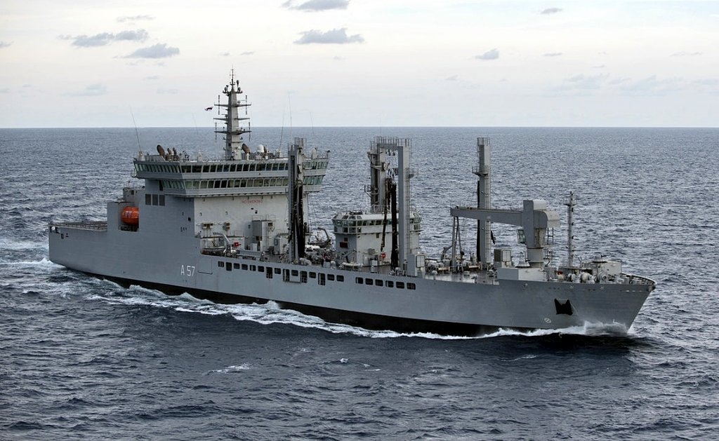 Mumbai: Indian Navy rushes fleet replenishment tanker - INS Deepak to Kochi with 8 Lakh litres of drinking water as part of relief work for Kerala floods, from Mumbai on Aug 18, 2018. (Photo: IANS/PIB) by .