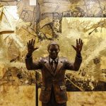 UNITED NATIONS, Sept. 24, 2018 (Xinhua) -- Photo taken on Sept. 24, 2018 shows a statue of Nelson Mandela at the United Nations headquarters in New York. A statue of Nelson Mandela was unveiled at the UN headquarters Monday to honor the 100th anniversary of the late South African president's birth. (Xinhua/Li Muzi/IANS) by . 