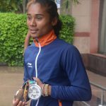 New Delhi: Indian athlete Hima Das at a press conference of the Athletics Federation, in New Delhi on Sept 4, 2018. (Photo: IANS) by . 