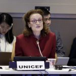 UNITED NATIONS, June 14, 2018 (Xinhua) -- UNICEF Executive Director Henrietta Fore addresses a high-level symposium on the Chinese Belt and Road Initiative and the UN 2030 Agenda for Sustainable Development at the UN headquarters in New York June 13, 2018. The vision of the Belt and Road Initiative is also a vision for children, as China's dramatic progress over the past two decades has also benefitted children, Henrietta Fore said on Wednesday. (Xinhua/Li Muzi/IANS) by . 