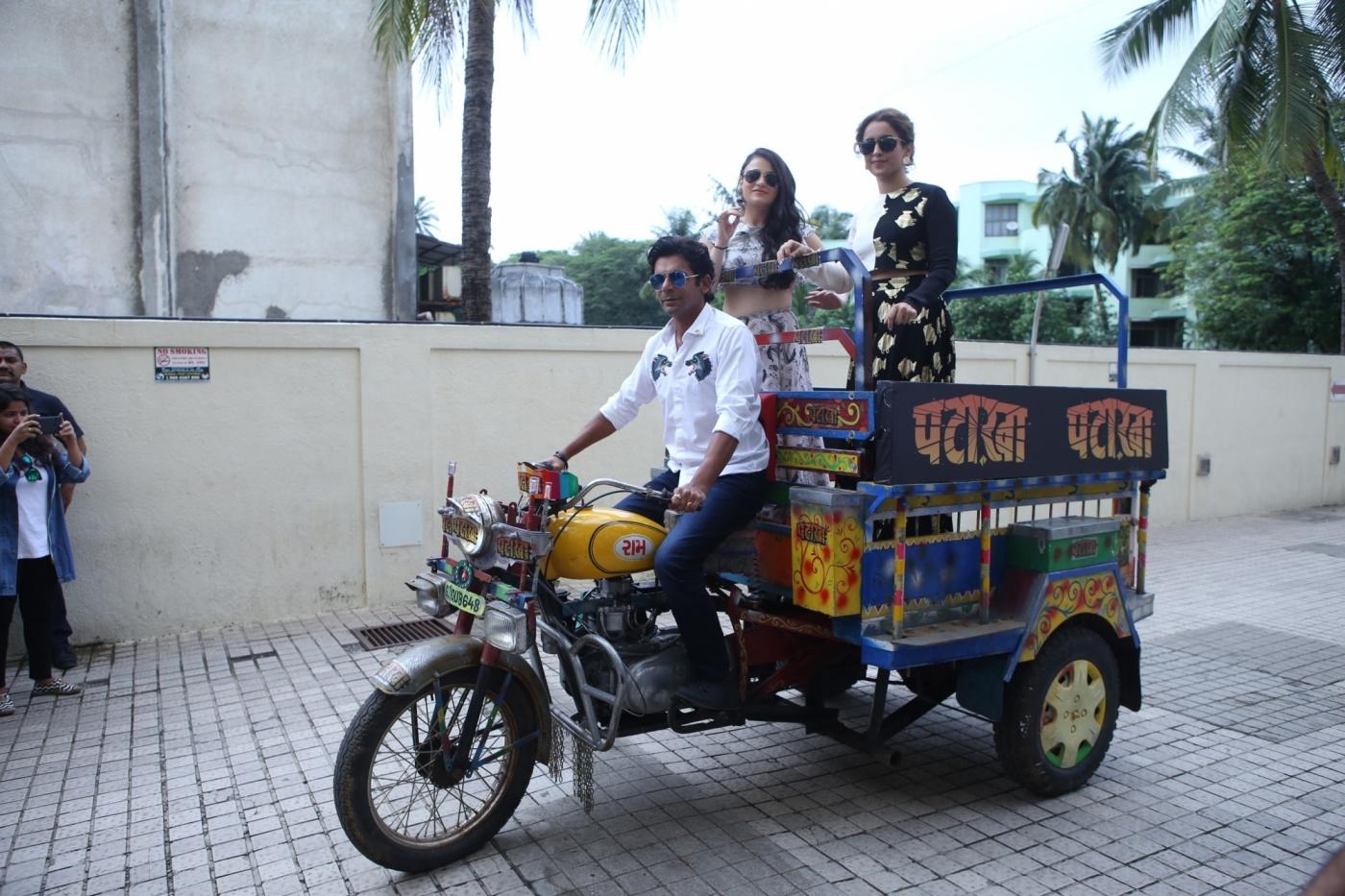 Mumbai: Actors Sunil Grover, Sanya Malhotra and Radhika Madan at the song launch of film "Pataakha", in Mumbai on Aug 28, 2018. (Photo: IANS) by .