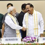 New Delhi: Prime Minister Narendra Modi and Vice President and Rajya Sabha Chairman M. Venkaiah Naidu at the launch of "Moving On... Moving Forward: A Year In Office" - a book marking the completion of Naidu's one year as the Vice President and the Rajya Sabha Chairman; in New Delhi on Sept 2, 2018. (Photo: IANS/PIB) by . 