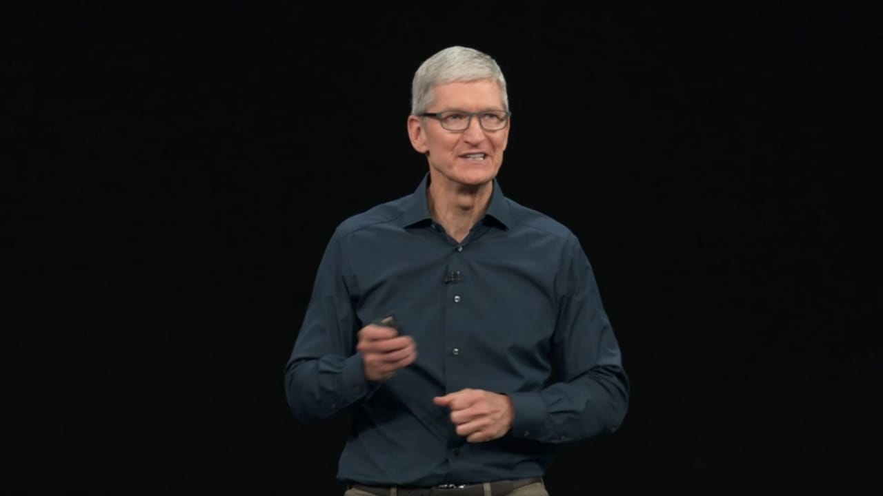 Apple CEO Tim Cook at an event in California where the company officially introduced its 2018 line-up of iPhones -- the premium iPhone XS, iPhone XS Max and iPhone XR, late on Wednesday. by .