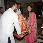Mumbai: Actress Shilpa Shetty Kundra and her husband Raj Kundra welcome Lord Ganesha, on the eve of Ganesh Chaturthi in Mumbai on Sept 12, 2018. (Photo: IANS) by . 