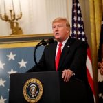 WASHINGTON D.C., Sept. 13, 2018 (Xinhua) -- U.S. President Donald Trump speaks during a Congressional Medal of Honor Society Reception at the White House in Washington D.C., the United States, on Sept. 12, 2018. (Xinhua/Ting Shen/IANS) by . 