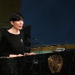 UNITED NATIONS, April 24, 2018 (Xinhua) -- Norway's Foreign Minister Ine Eriksen Soreide addresses the High-Level Meeting on Peacebuilding and Sustaining Peace at the UN headquarters in New York, April 24, 2018. UN General Assembly's High-Level Meeting on Peacebuilding and Sustaining Peace kicked here on Tuesday and is to run through Wednesday. (Xinhua/Li Muzi/IANS) by . 