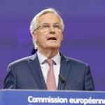 BRUSSELS, March 19, 2018 (Xinhua) -- European Union's chief Brexit negotiator Michel Barnier attends the press conference with British Brexit Secretary David Davis (not seen) after a new round of negotiations on Brexit talks in Brussels, Belgium, March 19, 2018. (Xinhua/Ye Pingfan/IANS) by . 
