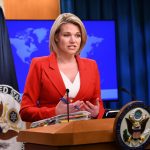 WASHINGTON, Oct. 2, 2018 (Xinhua) -- U.S. State Department spokesperson Heather Nauert addresses a press briefing in Washington D.C., the United States, on Oct. 2, 2018. Nauert said here on Tuesday that U.S. Secretary of State Mike Pompeo will travel to the Democratic People's Republic of Korea for further talks concerning the country's denuclearization. (Xinhua/Liu Jie/IANS) by . 
