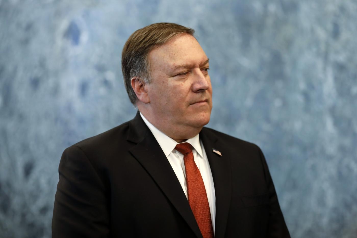 UNITED NATIONS, July 20, 2018 (Xinhua) -- U.S. Secretary of State Mike Pompeo speaks to reporters at the UN headquarters in New York, July 20, 2018. Pompeo said on Friday that U.S. President Donald Trump and Russian President Vladimir Putin began discussing the return of millions of Syrian refugees. (Xinhua/Li Muzi/IANS) by .