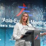 BRUSSELS, Oct. 20, 2018 (Xinhua) -- EU's foreign affairs and security policy chief Federica Mogherini speaks during a press conference of the 12th Asia-Europe Meeting Summit in Brussels, Belgium, Oct. 19, 2018. The two-day Asia-Europe meeting summit wrapped up on Friday in Brussels has called on more connectivity between Europe and Asia. (Xinhua/Zheng Huansong/IANS) by . 