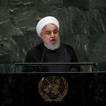 UNITED NATIONS, Sept. 25, 2018 (Xinhua) -- Iranian President Hassan Rouhani addresses the General Debate of the 73rd session of the United Nations General Assembly at the UN headquarters in New York, on Sept. 25, 2018. (Xinhua/Wang Ying/IANS) by . 